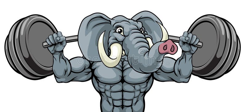 Słoń maskotki ciężaru udźwigu ciała budowniczy