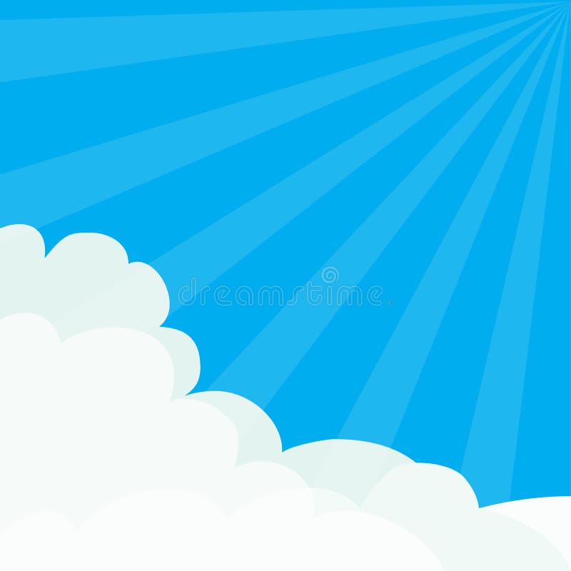 Słońce lekkich promieni wybuchu niebieskie niebo Światło słoneczne Puszysta chmura w kąta ramowym szablonie Cloudshape Chmurna po ilustracja wektor