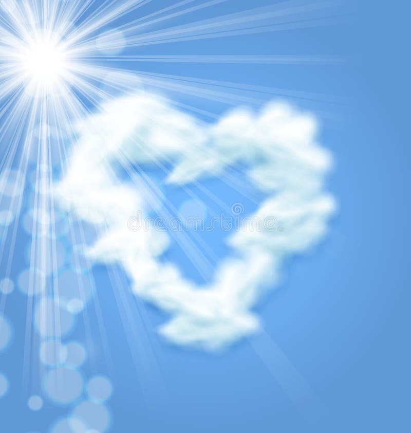 Słońce Puszystego Obłocznego kształta miłości Kierowy symbol ilustracji