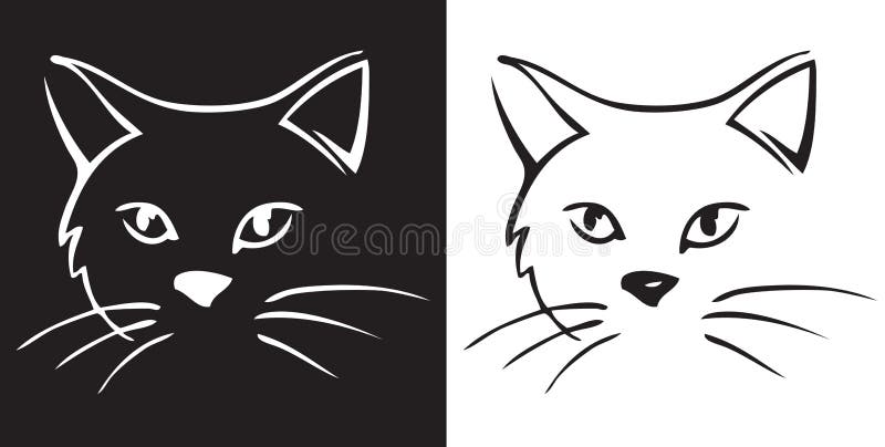 Tete De Chat Sur Le Fond Noir Et Blanc Illustration De Vecteur Illustration Du Fond Tete