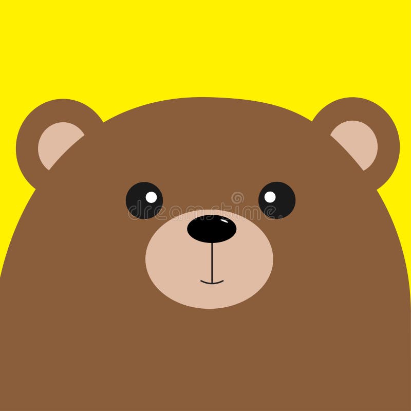 Tete Grisatre D Ours Grande Personnage De Dessin Anime Mignon Collection D Animal De Bebe De Foret Fond Jaune Plat Illustration De Vecteur Illustration Du Carte Plat