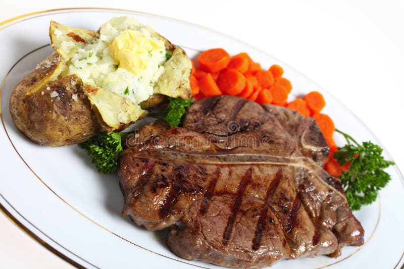 T-bone steak dinner stock photo T-bone steak dinner stock photo