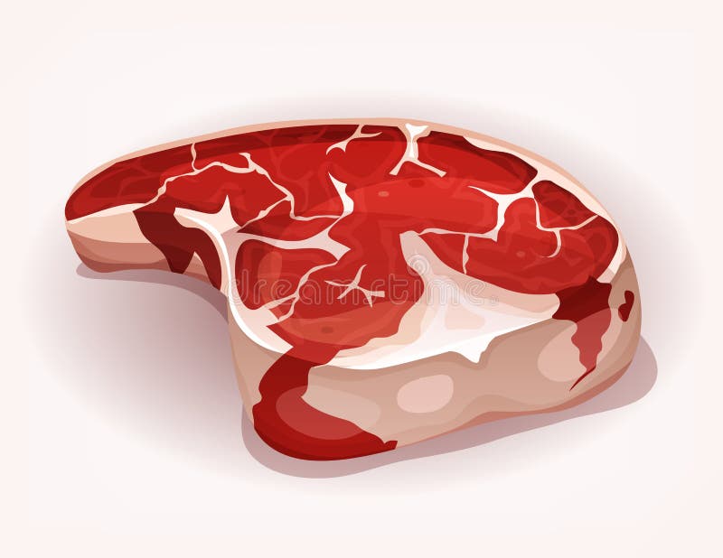 Illustration of a cartoon appetizing t-bone steak, famous piece of beef meat for bbq. Illustration of a cartoon appetizing t-bone steak, famous piece of beef meat for bbq