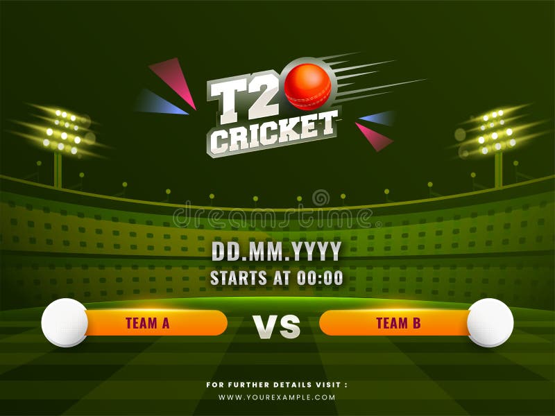 T20 Cricket Match Participating Team a VS B on Abstract Green and Blue