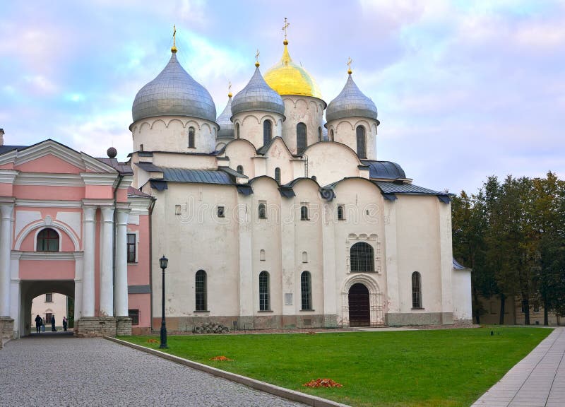 Veliky Novgorod, Russia, 10.01.2022. St. Sophia Cathedral of the Novgorod Kremlin. Monument of Russian Christian architecture of the XI century, UNESCO site. Veliky Novgorod, Russia, 10.01.2022. St. Sophia Cathedral of the Novgorod Kremlin. Monument of Russian Christian architecture of the XI century, UNESCO site