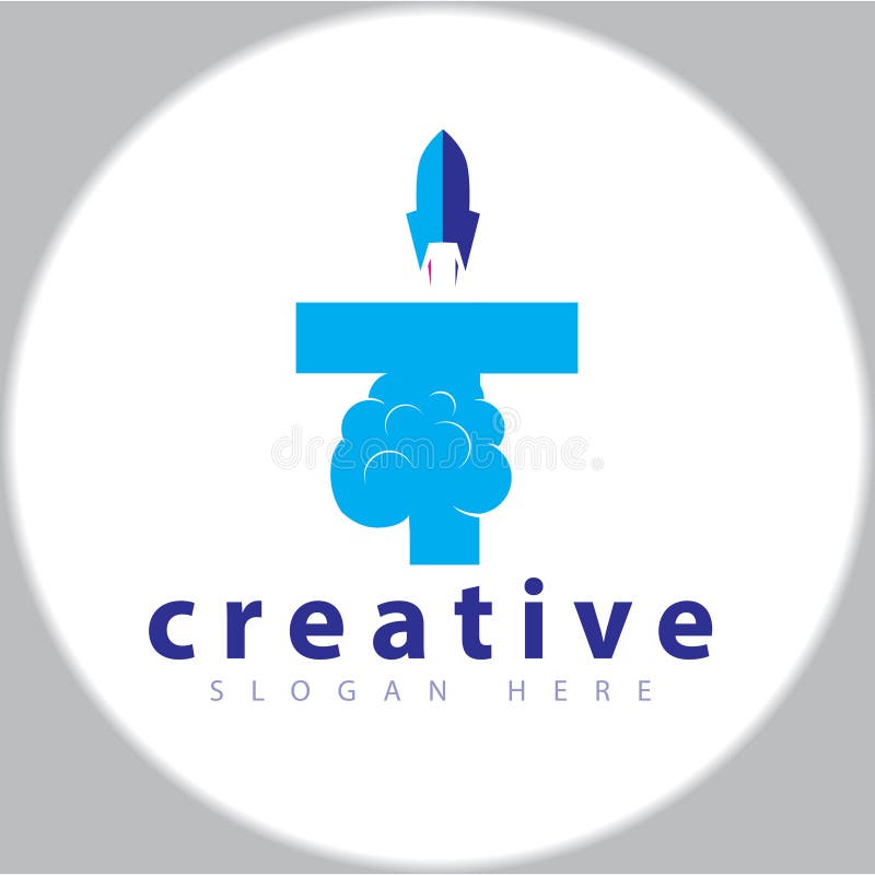 T Letter Rocket logo icon vector template stock illustration