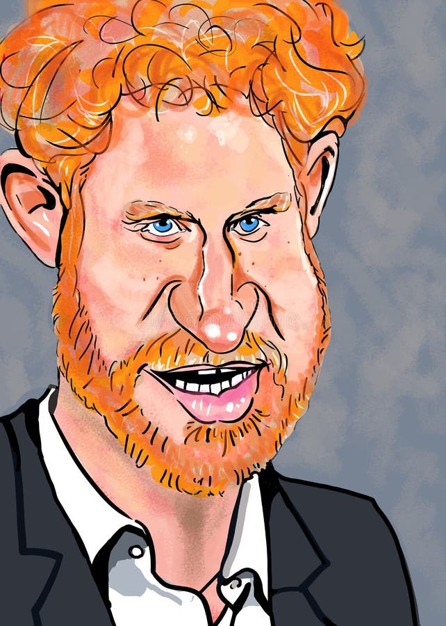 29t May 2021 : funny illustration caricature of Prince Harry , duke of Sussex