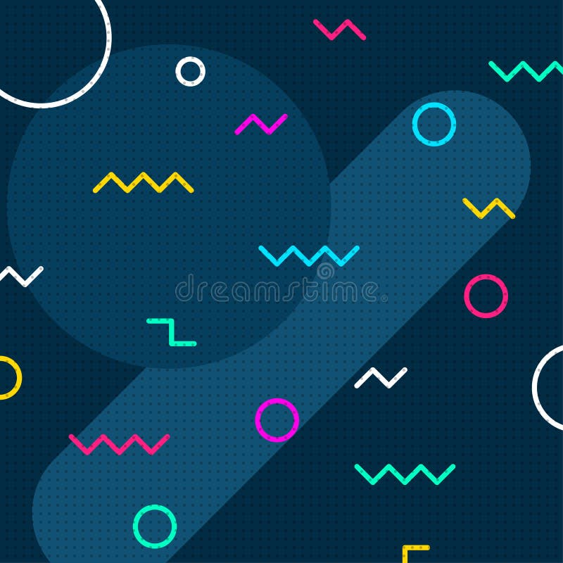 T?o Prosty Abstrakcjonistyczny Geometryczny tło w płaskim projekcie z okręgami, fal liniami i zygzag, royalty ilustracja T?o Prosty Abstrakcjonistyczny Geometryczny tło w płaskim projekcie z okręgami, fal liniami i zygzag, royalty ilustracja