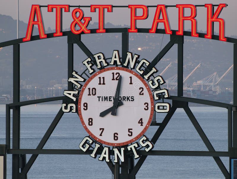 AT&T Park sign and clock