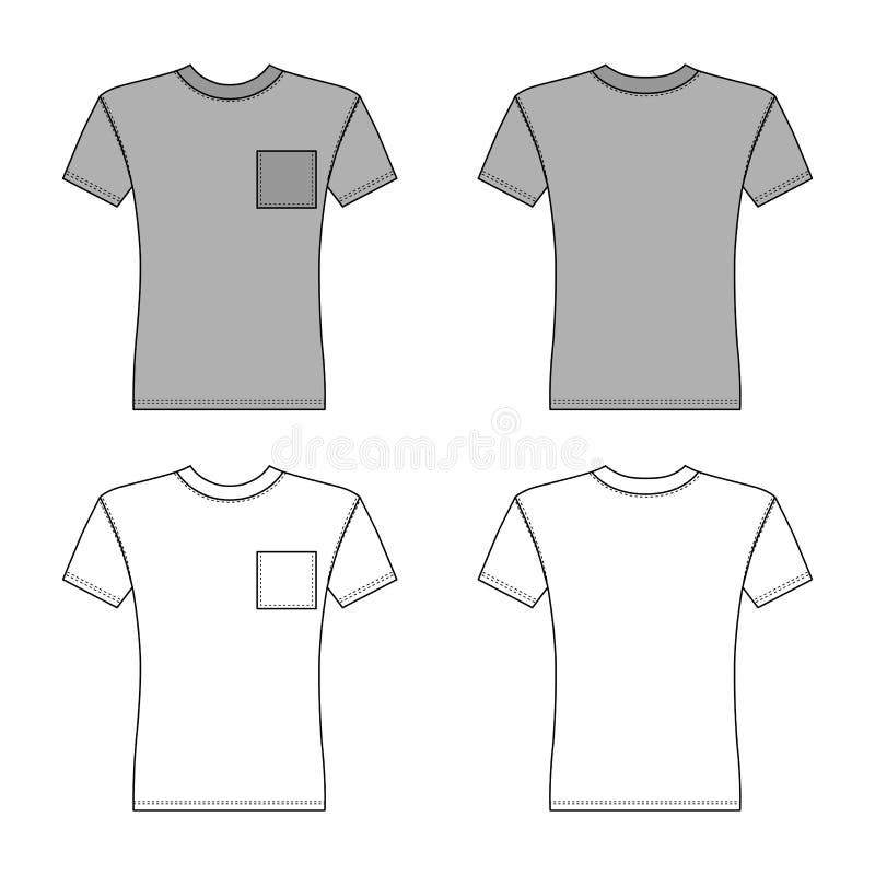 Download Men's T Shirt Design Template Pocket Stock Illustrations ...