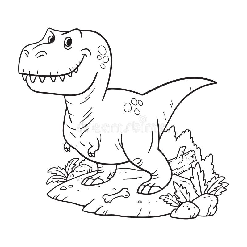 Tyrannosaurus rex dinosaur coloring page vector illustration