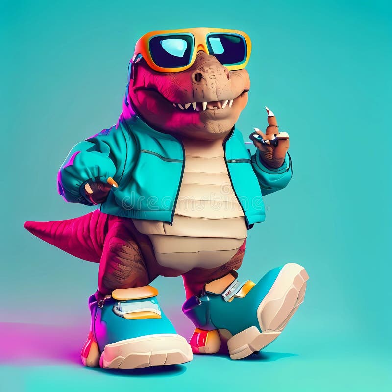 T-rex Dressed in Sportswear Clothes , Generate by Ai Stock Illustration