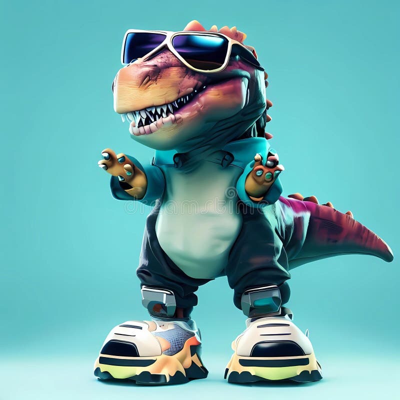 T-rex Dressed in Sportswear Clothes , Generate by Ai Stock Illustration
