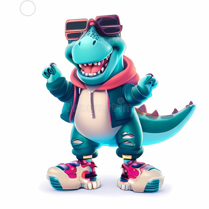 T-rex Dressed in Sportswear Clothes , Generate by Ai Stock Illustration
