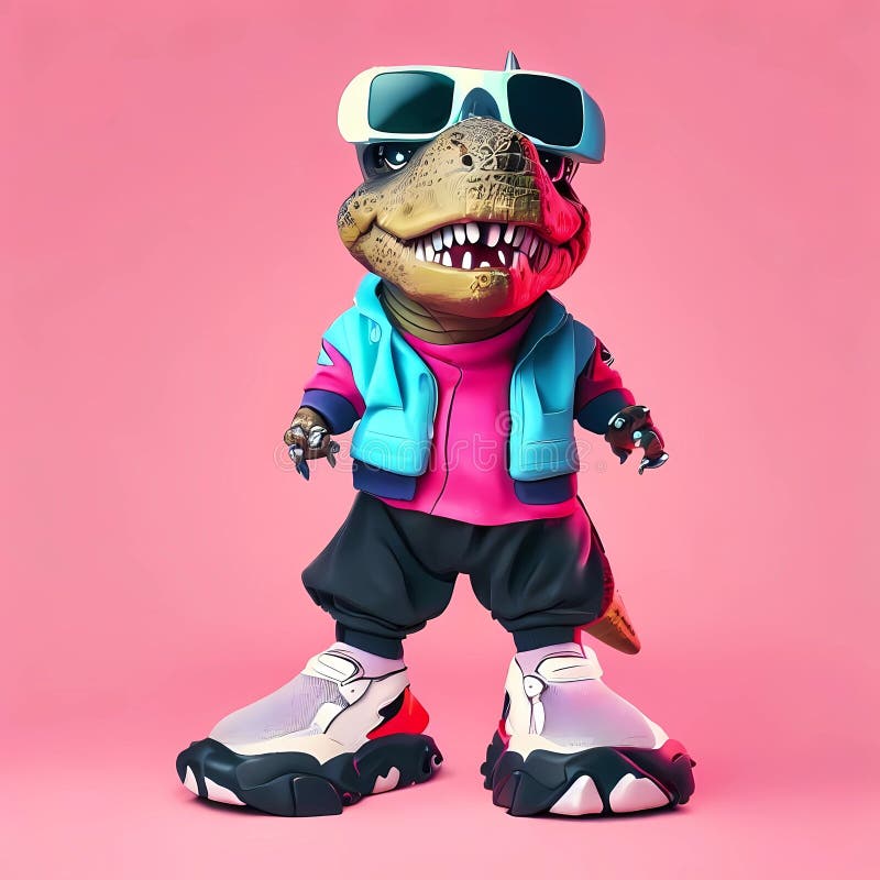 T-rex Dressed in Sportswear Clothes , Generate by Ai Stock Illustration