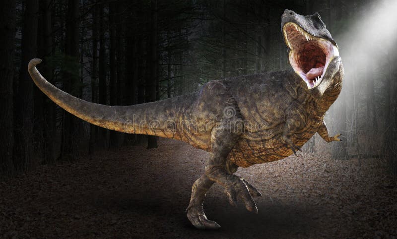 T-Rex, Tyrannosaurus Rex dinosaur illustration. The extinct giant lizard is in the deeps woods, forest, or jungle. T-Rex, Tyrannosaurus Rex dinosaur illustration. The extinct giant lizard is in the deeps woods, forest, or jungle.