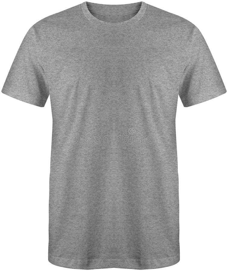 Blank T Shirt Front View Heather Grey Color Isolated On White