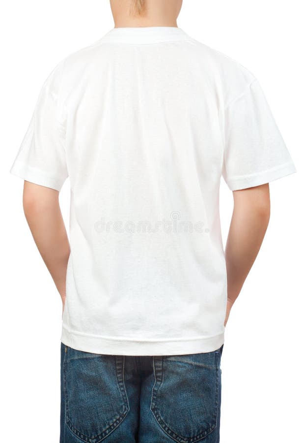 T-shirt Blanc Sur Un Jeune Homme Isolé Dos Banque D'Images et