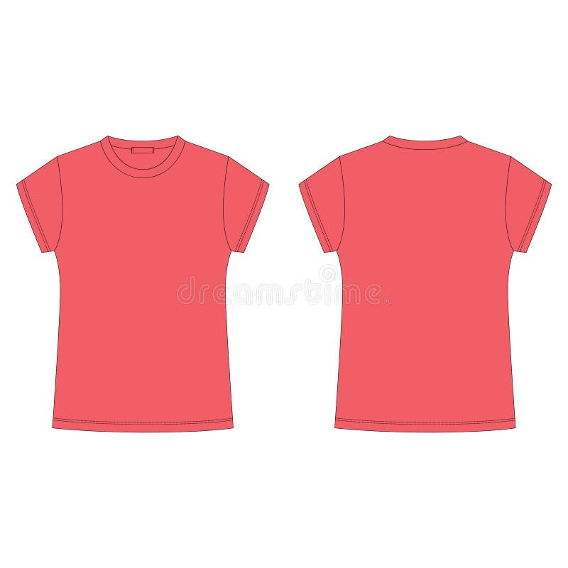 T-shirt Blank Template in Red Color Isolated on White Background. Front