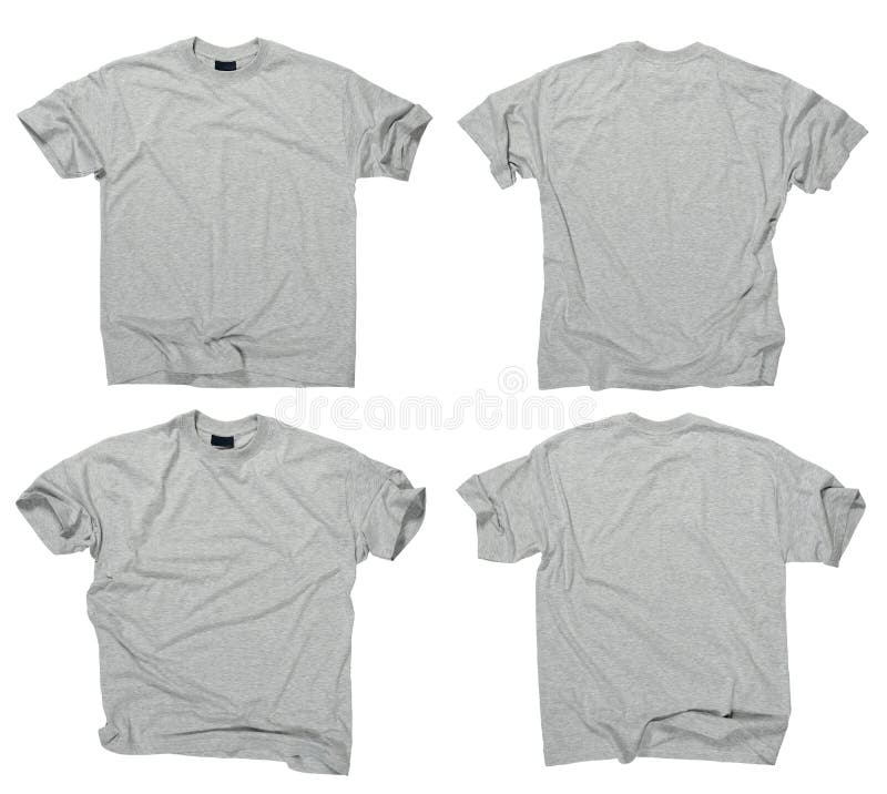 T-shirt cinzentos em branco parte dianteira e parte traseira imagem de stock T-shirt cinzentos em branco parte dianteira e parte traseira imagem de stock