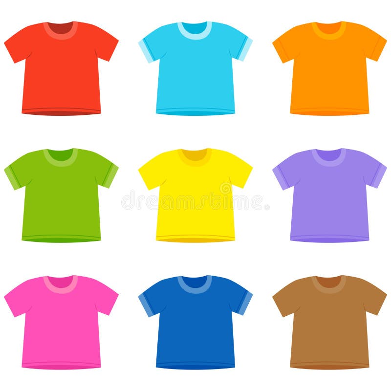T Shirt Collection Of Different Colors. Stock Vector - Illustration of ...