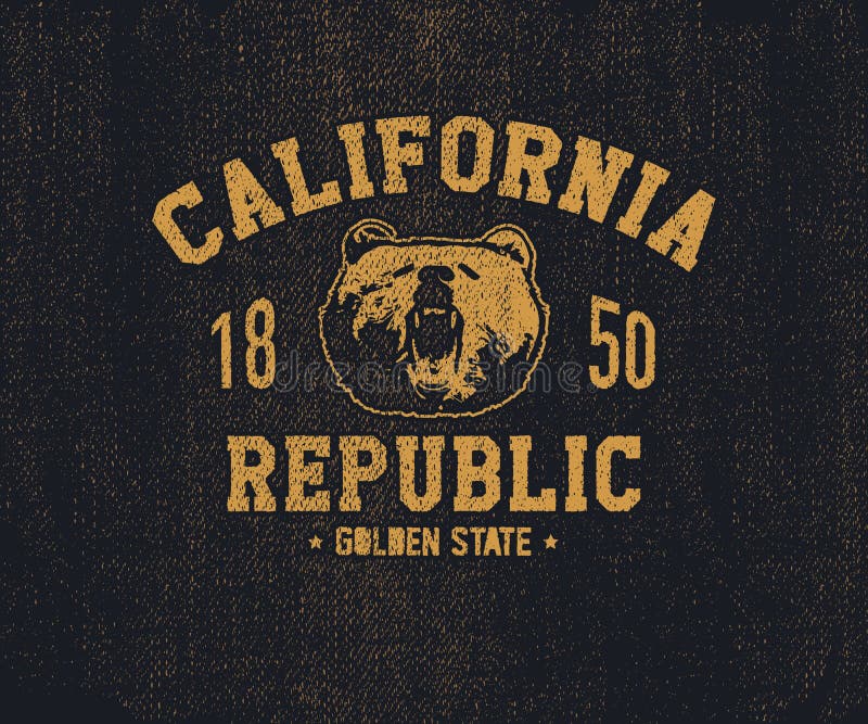 T-shirt de Califórnia com cabeça do urso pardo ilustração stock T-shirt de Califórnia com cabeça do urso pardo ilustração stock