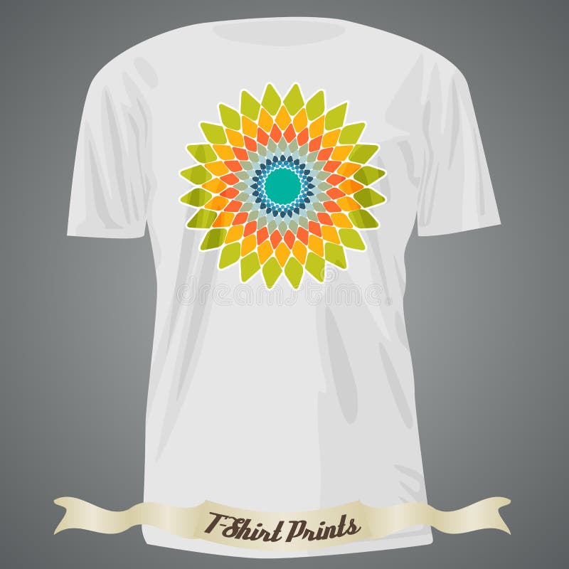 T-shirt design with abstract colorful flower