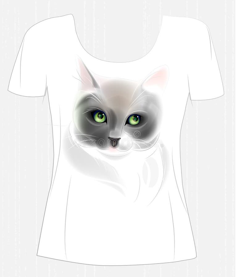 T-shirt design with cute cat.