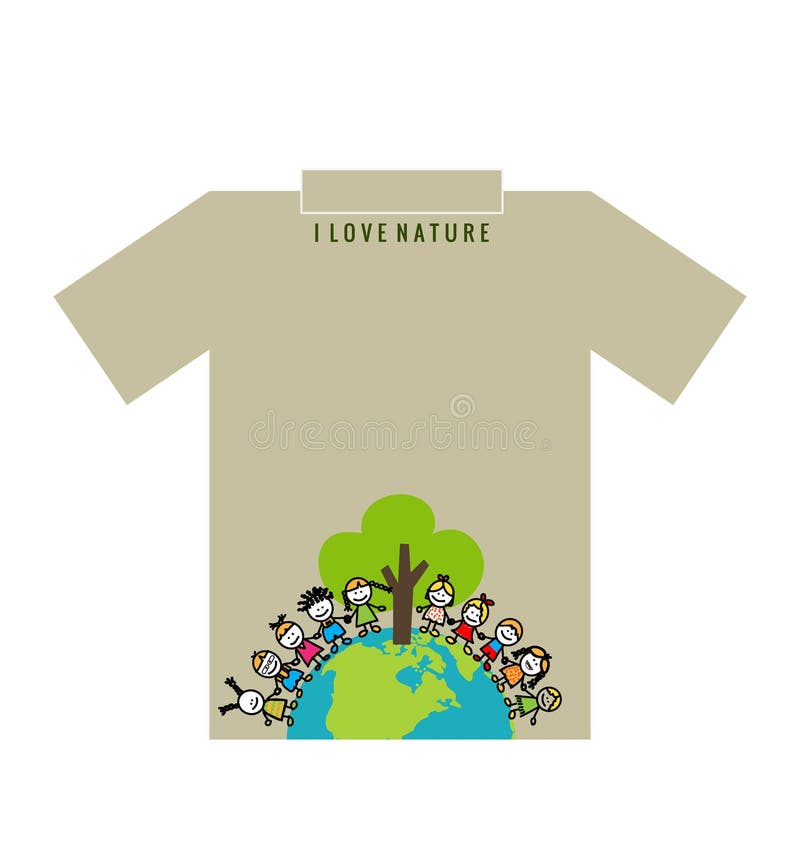 T Shirt Design ECO FRIENDLY Creative Ecology Concept. Vector Illustration. Stock Vector