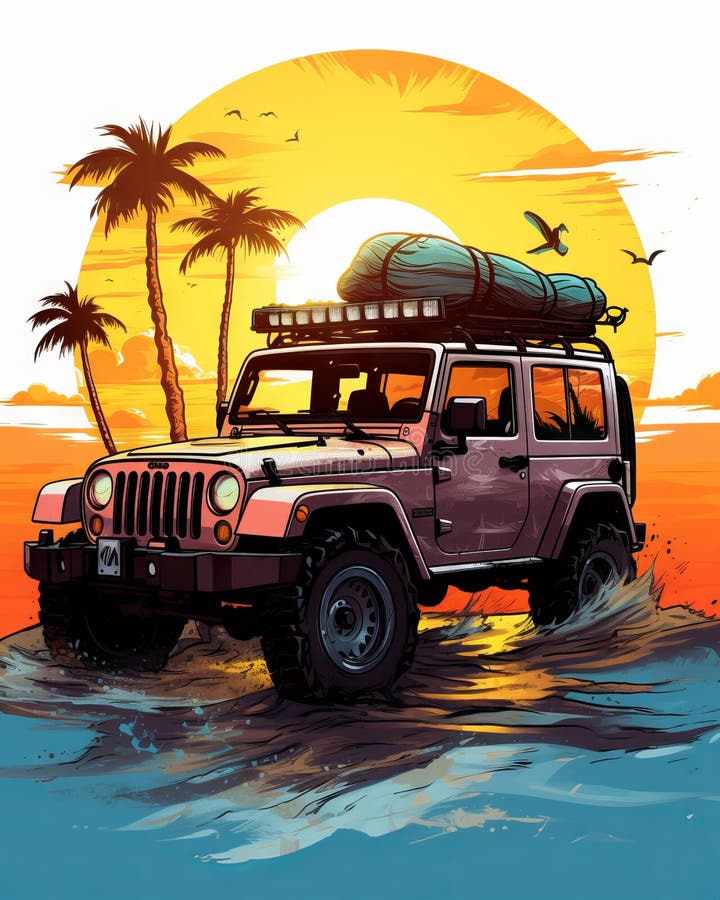 Beach Wrangler - Jeep Wrangler - Kids T-Shirt