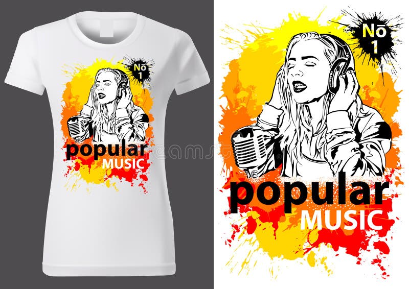 T-shirt Design Popular Music with Girl Singer