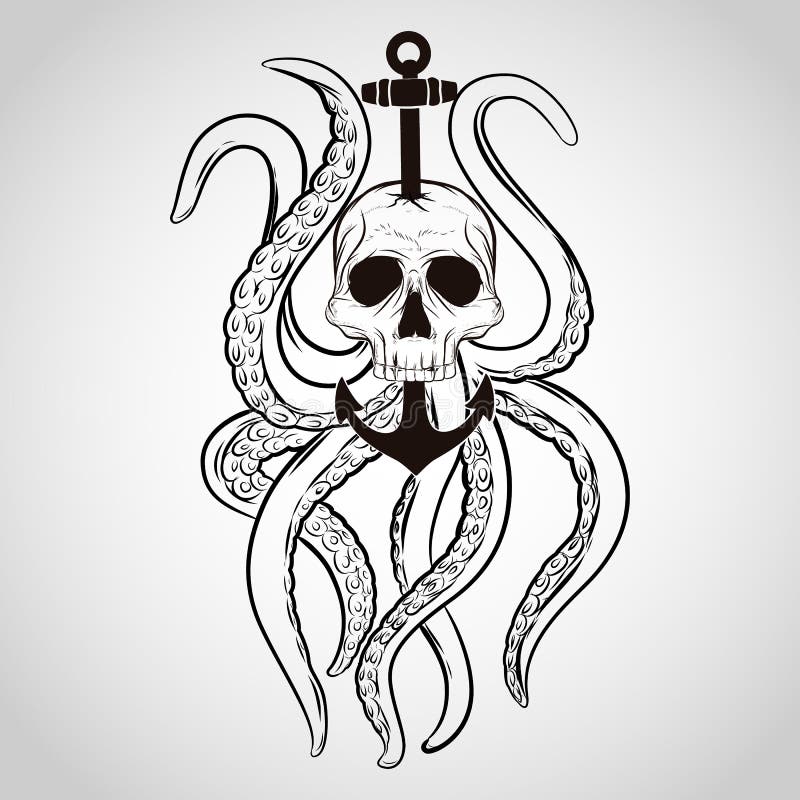 Octopus Skull Tattoo Design