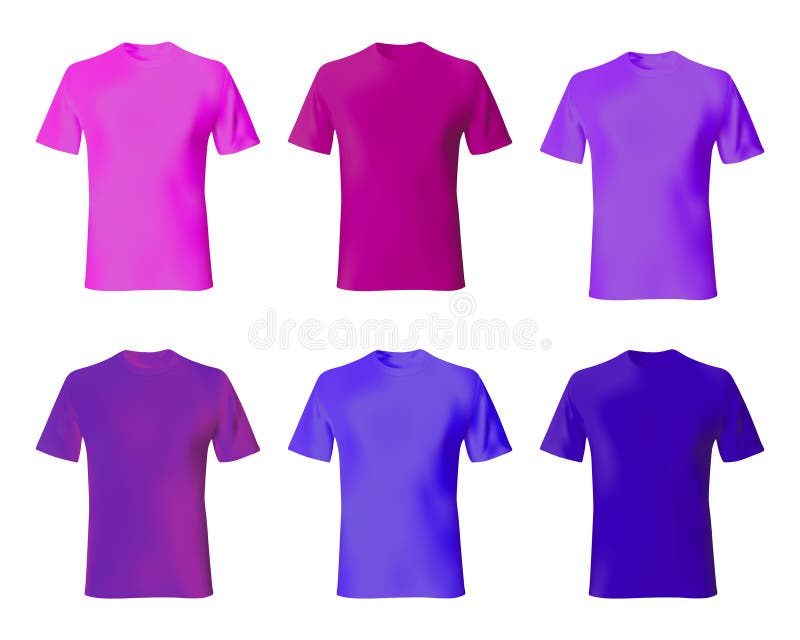 Pink female t-shirt realistic mockup set from front and back view