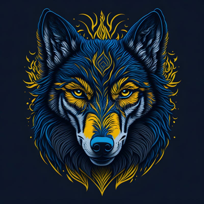 T-shirt Design with Wolf Portrait. AI Generated Illustration Stock ...