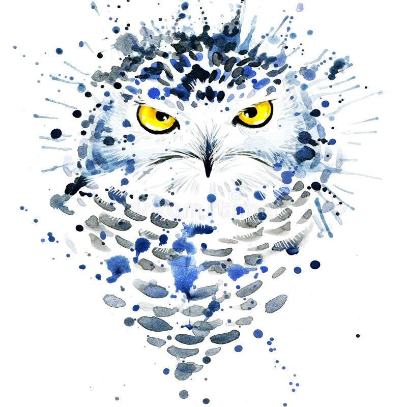 T-Shirt Grafiken/nette Schneeeule, Illustrationsaquarell stock abbildung T-Shirt Grafiken/nette Schneeeule, Illustrationsaquarell stock abbildung