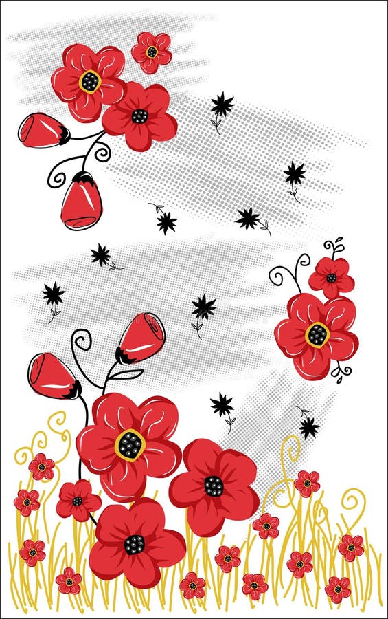 T-shirt grafisch ontwerp met rode bloemen op de witte achtergrond vector illustratie T-shirt grafisch ontwerp met rode bloemen op de witte achtergrond vector illustratie