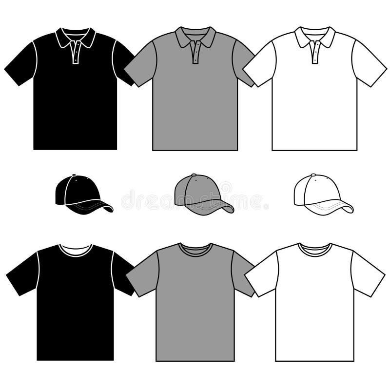 Poloshirts and Baseballcaps Stock Vector Illustration of gray