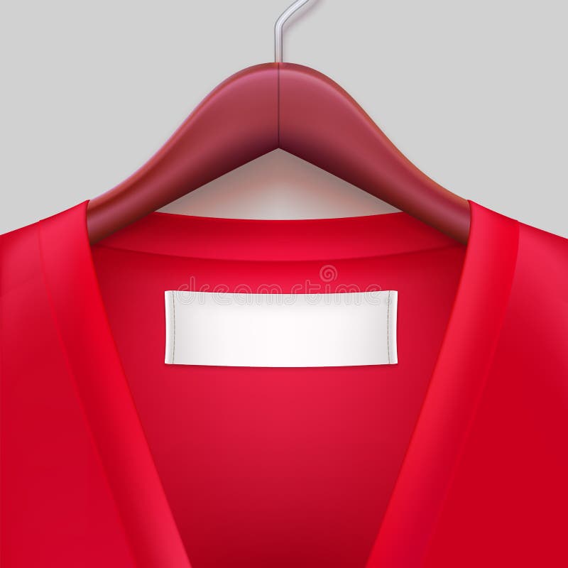 T-shirt met etiket het hangen op een hanger stock illustratie T-shirt met etiket het hangen op een hanger stock illustratie