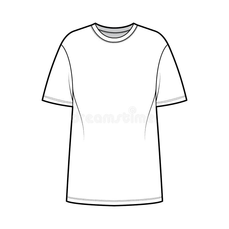 T-shirt Oversized Technical Fashion Illustration with Short Sleeves ...