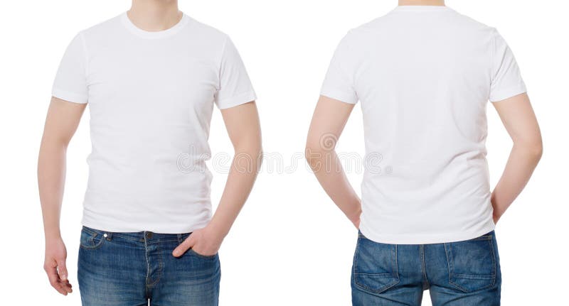 Download T Shirt Template And Blank T Shirt Front And Back View Mock Up Isolated On White Background Copy Space Cropped Image Stock Image Image Of Copy Person 138474115