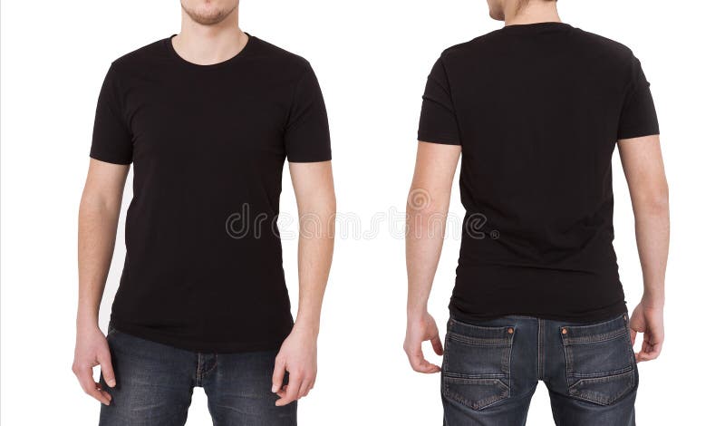 Download T-shirt Template. Front And Back View. Mock Up Isolated On White Background. Stock Photo - Image ...