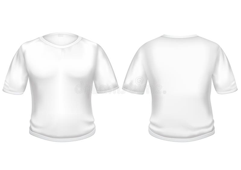 White T-shirt Mockup, T Shirt with Short Sleeves Stock Vector