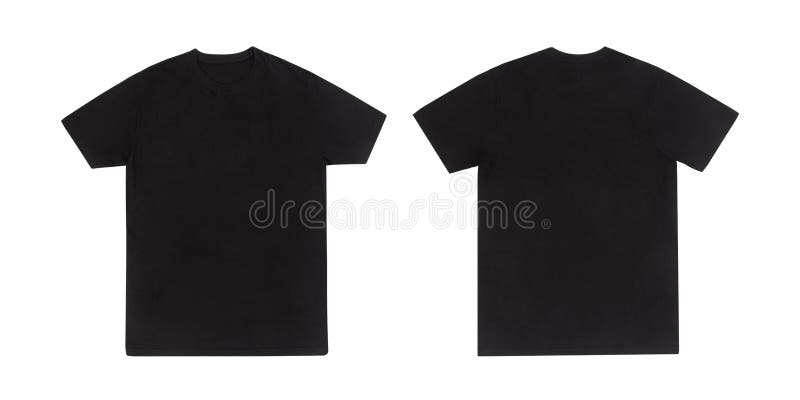 T-shirts Negras, à Frente E Ao Verso, Para Design Isolado Em Fundo