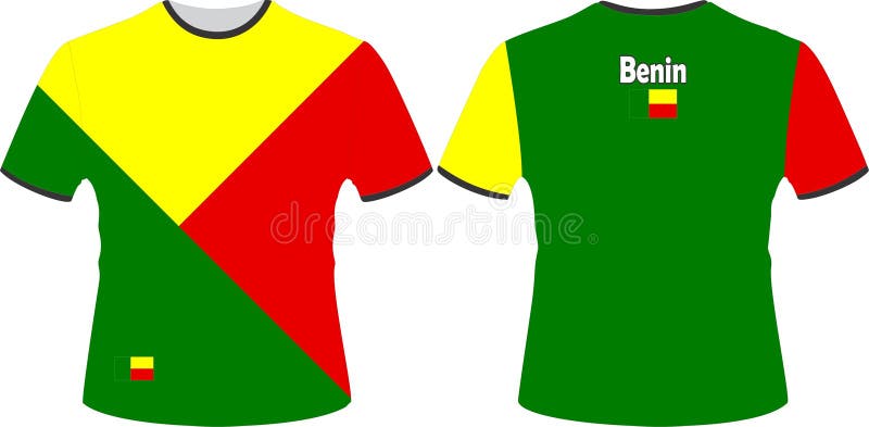T Skickar design med BENIN-flaggvektor royaltyfri illustrationer