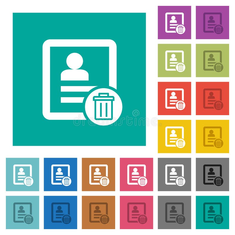 Delete contact multi colored flat icons on plain square backgrounds. Included white and darker icon variations for hover or active effects. Delete contact multi colored flat icons on plain square backgrounds. Included white and darker icon variations for hover or active effects