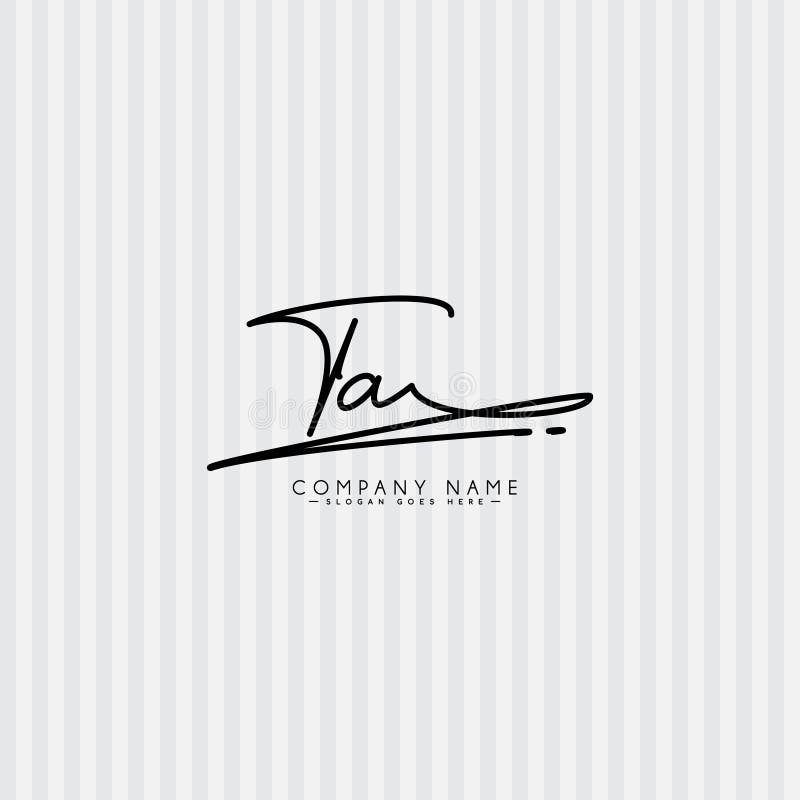 TA Initial Letter Signature Logo Template - Handwritten Vector Logo Template royalty free illustration