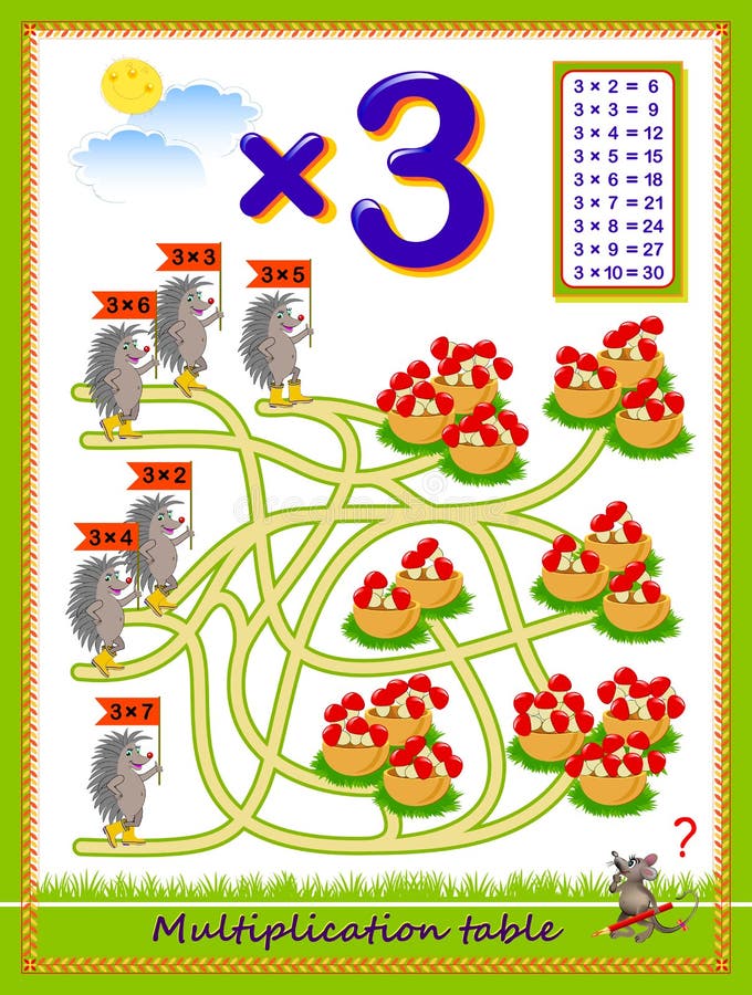 Tabela De Multiplicação Por 3 Para Crianças. Educação Matemática. Livro De  Coloração. Resolver Exemplos E Pintar a Imagem. Jogo De Ilustração do Vetor  - Ilustração de recorde, brinquedo: 206877179