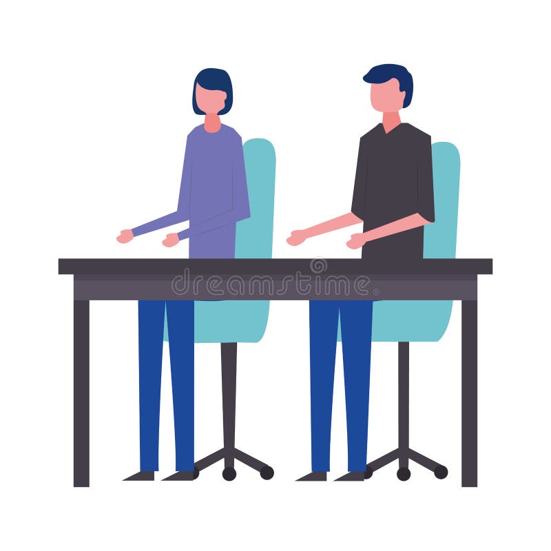 Tabell och stolar för kontor för affärsman och kvinna royaltyfri illustrationer Tabell och stolar för kontor för affärsman och kvinna royaltyfri illustrationer