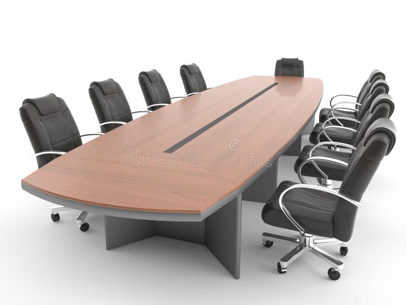 Tabella della sala riunioni isolata su bianco illustrazione di stock Tabella della sala riunioni isolata su bianco illustrazione di stock