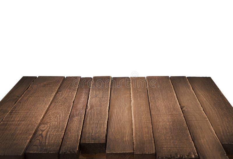 Tabla de madera en perspectiva en el fondo blanco
